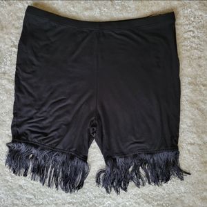 Shein Black leggings shorts size 2X with fringe